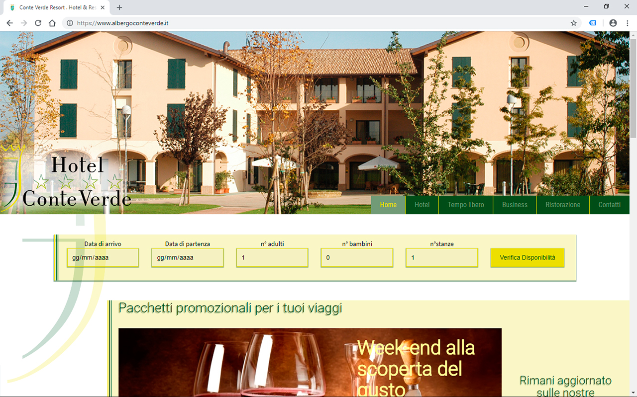 Progettazione e realizzazione sito web Conte Verde Resort