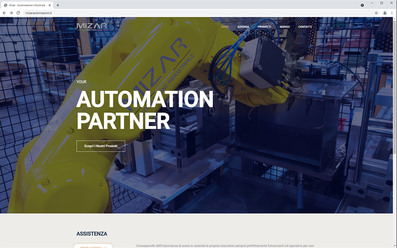 Progettazione e realizzazione sito web  Mizar automazioni industriali